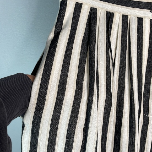 Coastal H&M Striped Linen Cropped Wide Leg High Waist Culottes Pants Pleated 10 - Picture 6 of 12